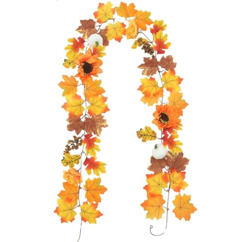 HASTHIP® 78.7 inch Halloween Maple Garland for Door, Window, Handrail, Realistic Autumn Leaves Decoration for Fall, Thanksgiving & Halloween HASTHIP® 78.7 inch Halloween Maple Garland for Door, Window, Handrail, Realistic Autumn Leaves Decoration for Fall, Thanksgiving & Halloween